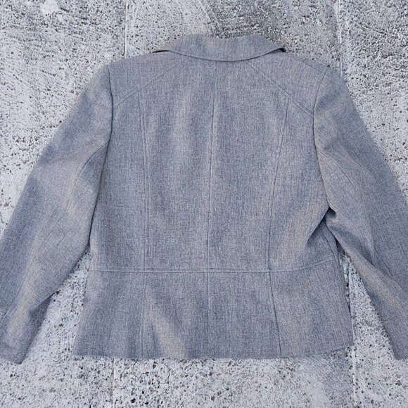 Kasper Women Blazer Two Button Long Sleeve Gray Coat Jacket Size 16 - Picture 6 of 9